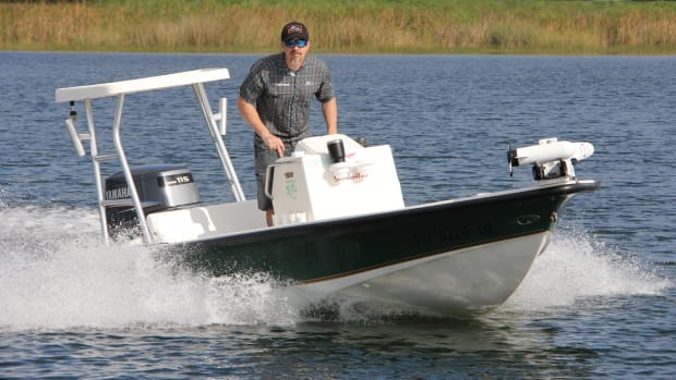 Charlie Levine and his 18-foot Eagle flats boat