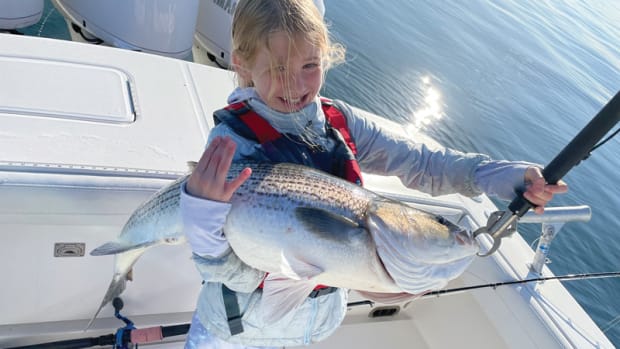 Daisy Winn telegraphed her pure joy from landing a nice fish to everyone on board.