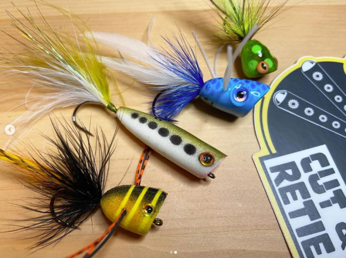 These custom topwater flies tied by Joe Cermele are up for auction to raise money for hurricane relief. To bid, jump on Instagram and search the hashtag #fliesforian.