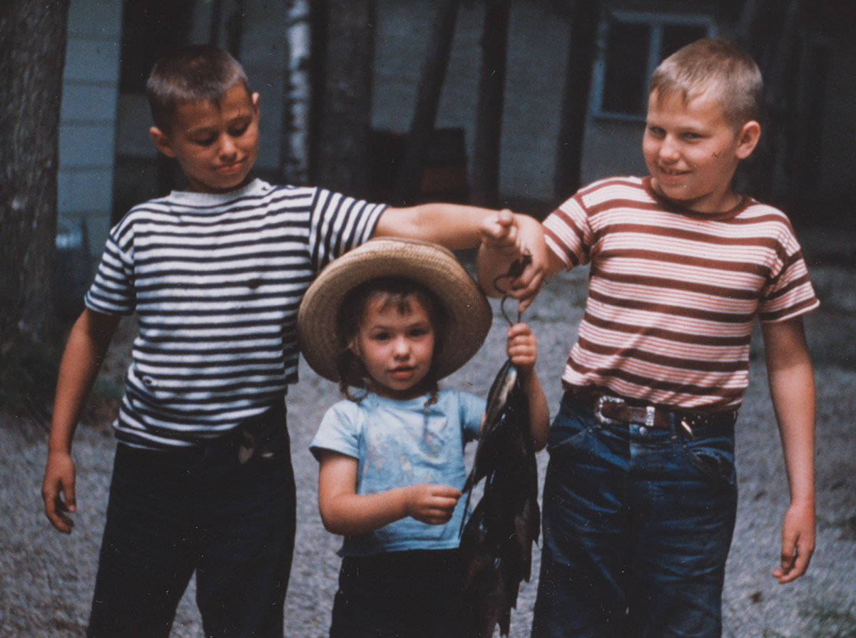 Harrison (left) fished from an early age with his siblings.