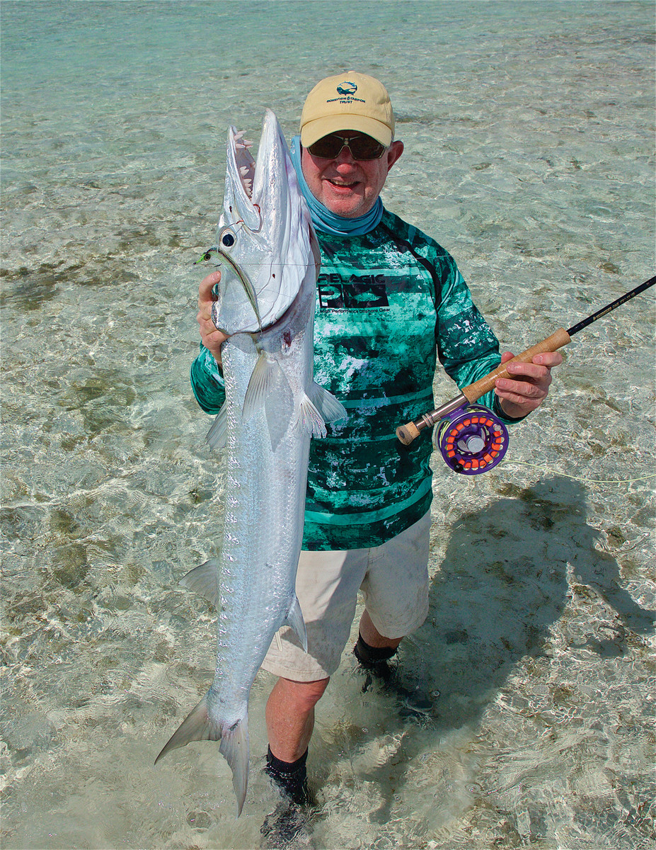 This chunky barracuda hit a fly fished in shallow water.