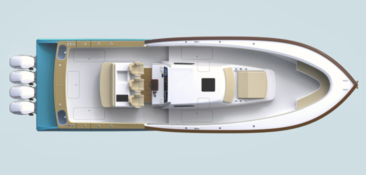 The deck layout features plenty of room to fight fish, two transom live wells, great visibility and tons of storage space.